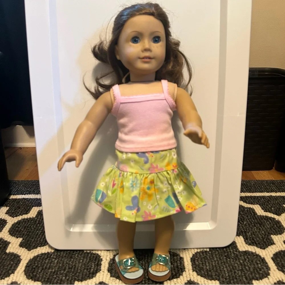 18” Doll Clothes 3 Piece Set w/Pink Tank Top, Butterfly Skirt, and Sandals